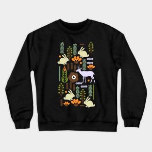 Bunny and deer in the garden Crewneck Sweatshirt